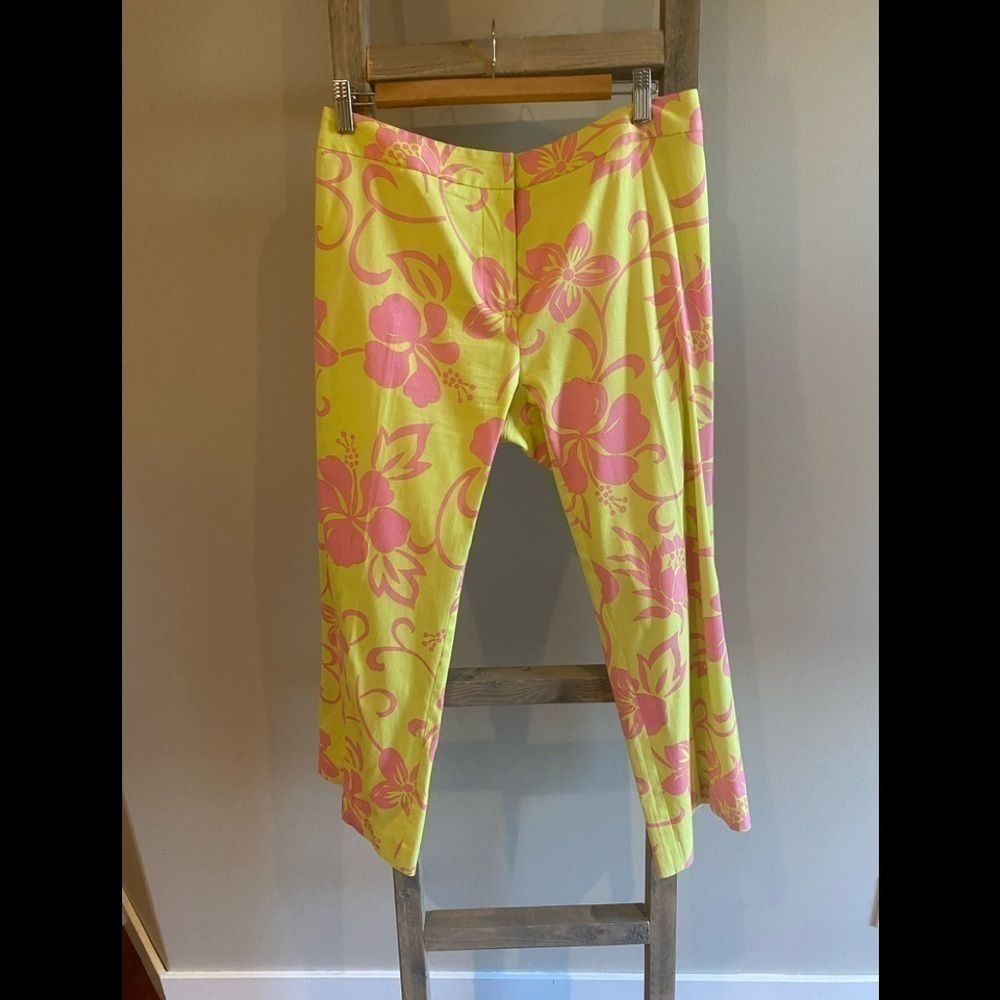 TRINA Turk pink Floral Tiki Hawaiian trouser